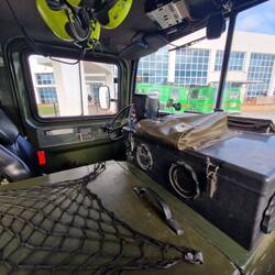Inside the Hagglund snow vehicle