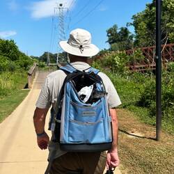 Pepper enjoying the hike back