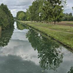 The canal wending through the village