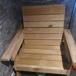 Sam's built his very first piece of furniture. Very proud of him!