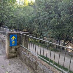 The first part of leaving Ponfarrada is in a shady park with a fast flowing stream.