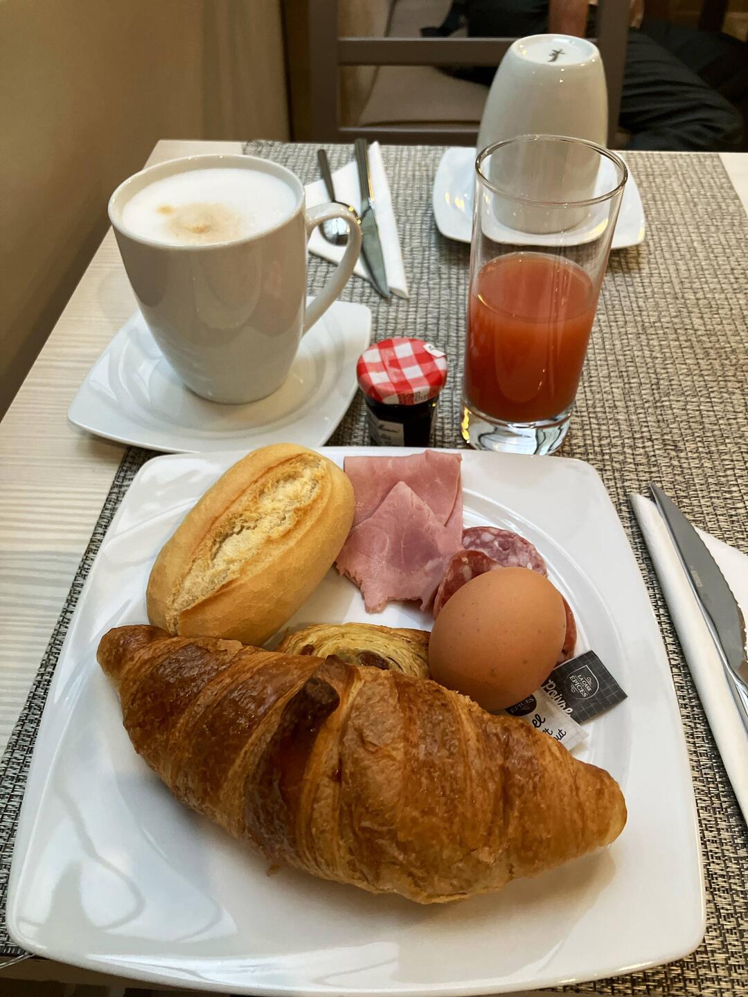 Breakfast at the Hotel Eugenie, fresh croissants daily!