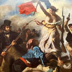 Liberty Leading the People, Delacroix 1830, 1800s romanticism and neoclassicalism