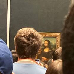 The hordes clustered around Mona Lisa circa 1503-06