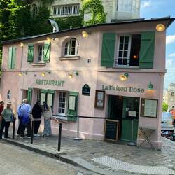 La Maison Rose on Rue de l'Abrevoir, foot of Sacre-Coeur is one of Paris' most photographed spots.
