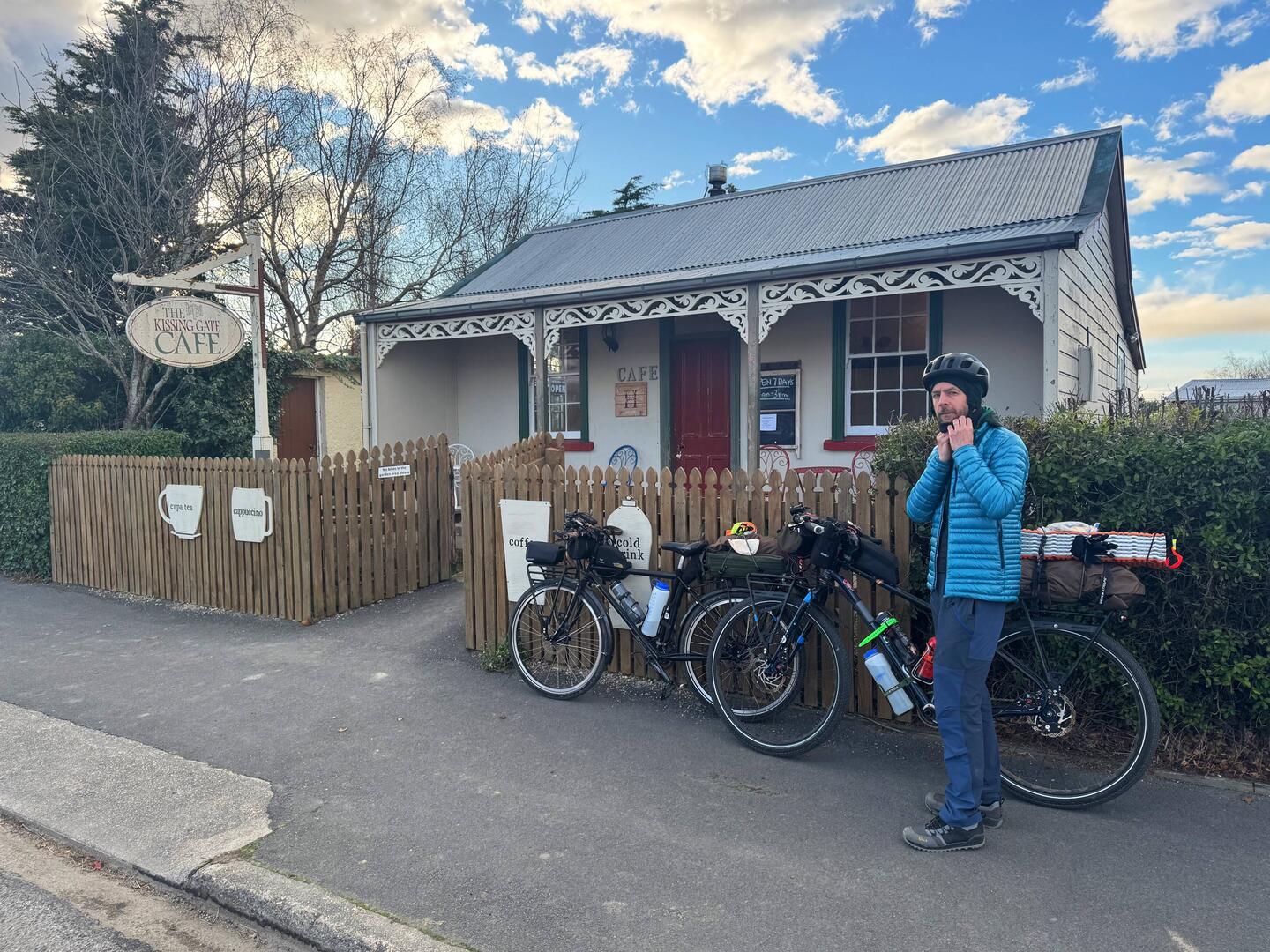 After our panniers had been whisked away, only for us to hope we would be reunited with them!