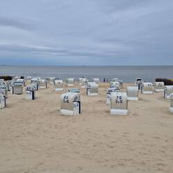 Wir haben für 3 Tage einen Strandkorb gebucht, ganz vorne am Wasser, bei Jürgen von Glahn