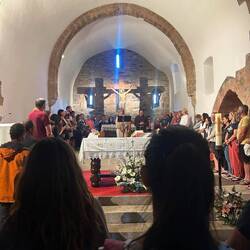 Pilgrim blessing - we're over to the right
