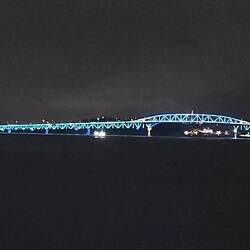 Auckland Harbor Bridge at night.
