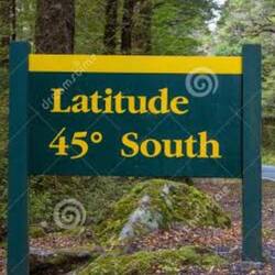Literally half way between south pole and equator sign at side of the road