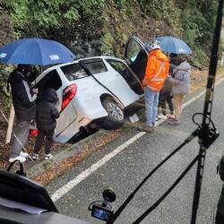 Car gone in a ditch..all passengers ok and came on our bus
