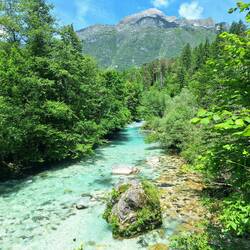 Nochmal die Koritnica von der Hängebrücke am CP aus
