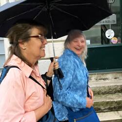Group sharing...rainy but warm walk home.