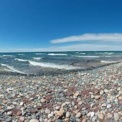 Am "Strand" bei Sonnenschein.