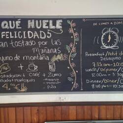 Breakfast menu at albergue- I chose tomatoes n oil on toast. Delicious, comes with coffee n OJ