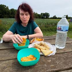 Picnicpause mit Asia Häppchen vom Markt