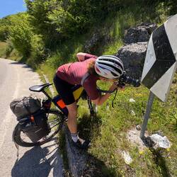 Flo muss auch noch mal die Spinne aufnehmen.