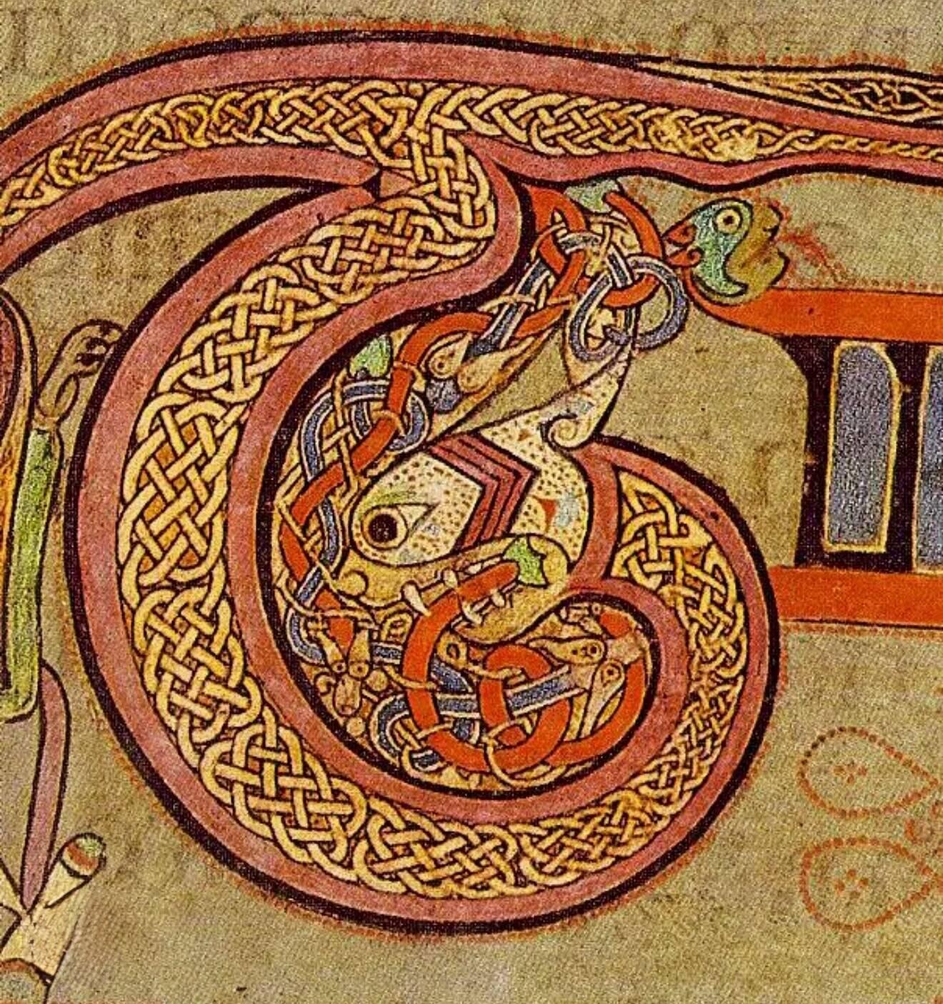 Detail of a letter from the Book of Kells
