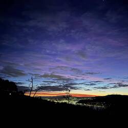 Dunedin lights seen from our Airbnb in Pukehiki
