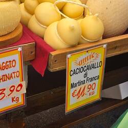 Traditional shape of a local cheese called caciocavello. It's very mild