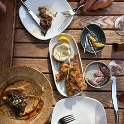 Meant to get photo before we started! The braised ox cheek on artichoke puree was delicious!