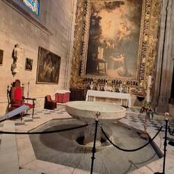 Baptismal font still used every week in the Cathedral