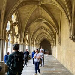Cloister used as cemetery and court.