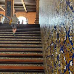 Mosaic lined steps and walls