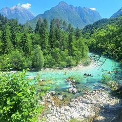 Kajaker auf der Soča