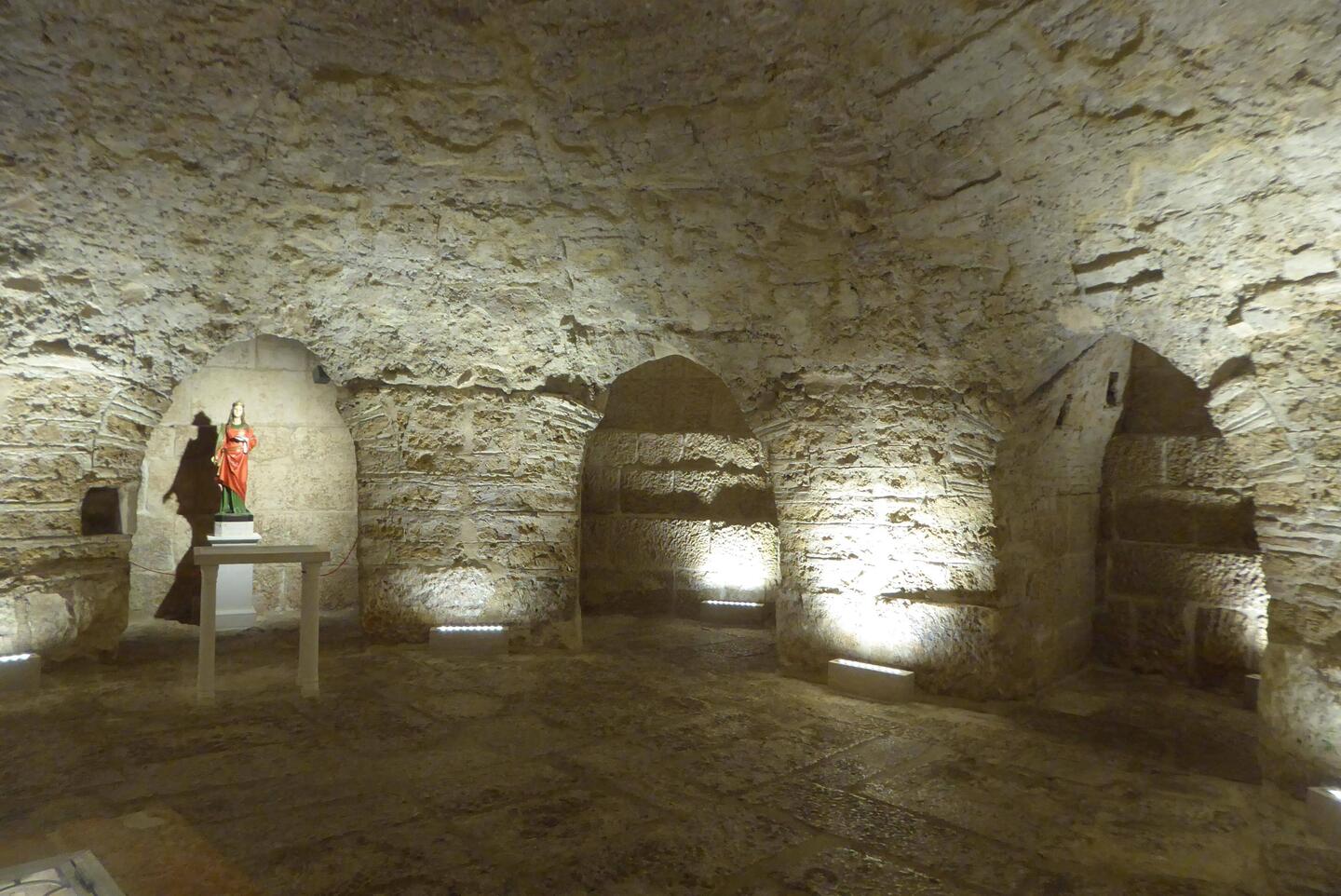 Cathedral crypt with statue of St Lucia