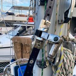 The lower 2ft of the spinnaker pole track were ripped away from the mainmast!