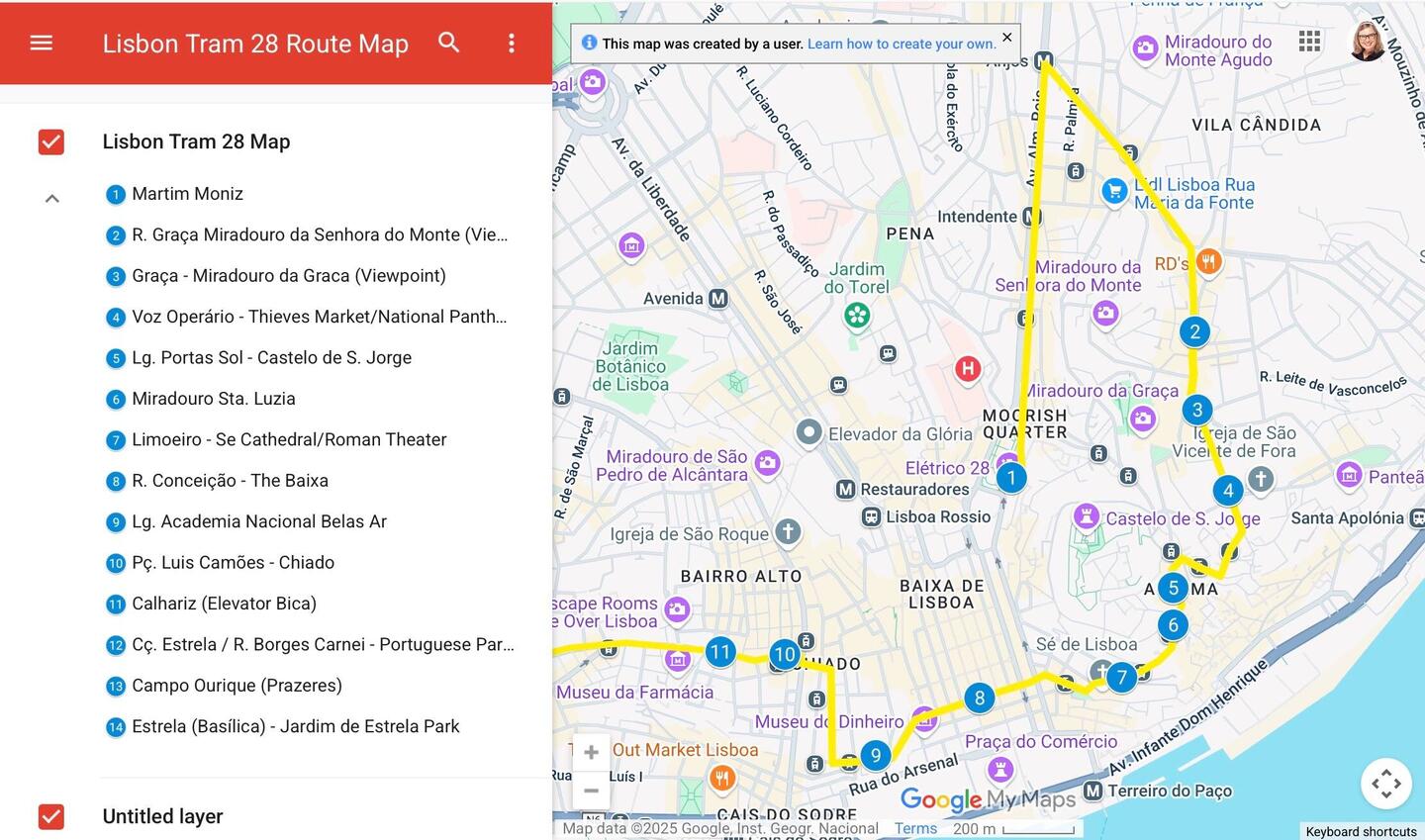 Tram 28 route