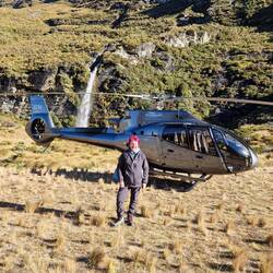 Landing Earnshaw pass and hovering in front of waterfall