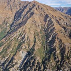Flying over the mountain ridges