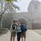 O'Cebreiro with BMCS Pilgrims in front of the amazing church. Fog and all