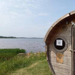 Faßsauna im Hafen von Bork