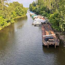 Floßhafen Mainz-Kostheim, unser Platz ganz hinten (nicht zu sehen)
