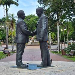Statue at the entrance to the Place de Cocotiers.