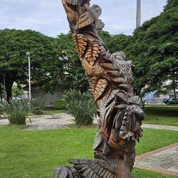 Carvings in the Place de Cocotiers.