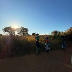 Königinnen kehren vom Waschplatz nach Hause zurück. Wo der liebende Gatte das Frühstück bereitet hat