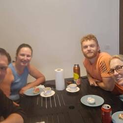 My first Camino family...saying goodbye at breakfast
