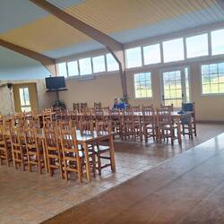 Dining hall at albergue