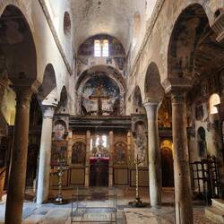 Inside one of the churches with some frescoes still visible.