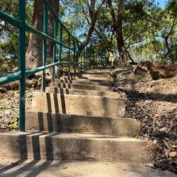 Von unserem Camp geht's viele, viele Stufen hinunter. Man hat die Wahl, zwischen 150 und 500.