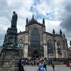 St Giles Cathedral or High Kirk of Edinburgh and the Duke of Buccleuch statue