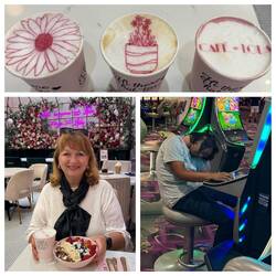 Man beachte die liebevoll dekorierten Cappuccinos, während die ersten schon wieder müde sind