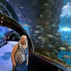 In the Aquarium. Beth's feet are getting tired!