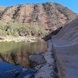 Dam face with background showing vertical uplift/geology of area. That was seabed!