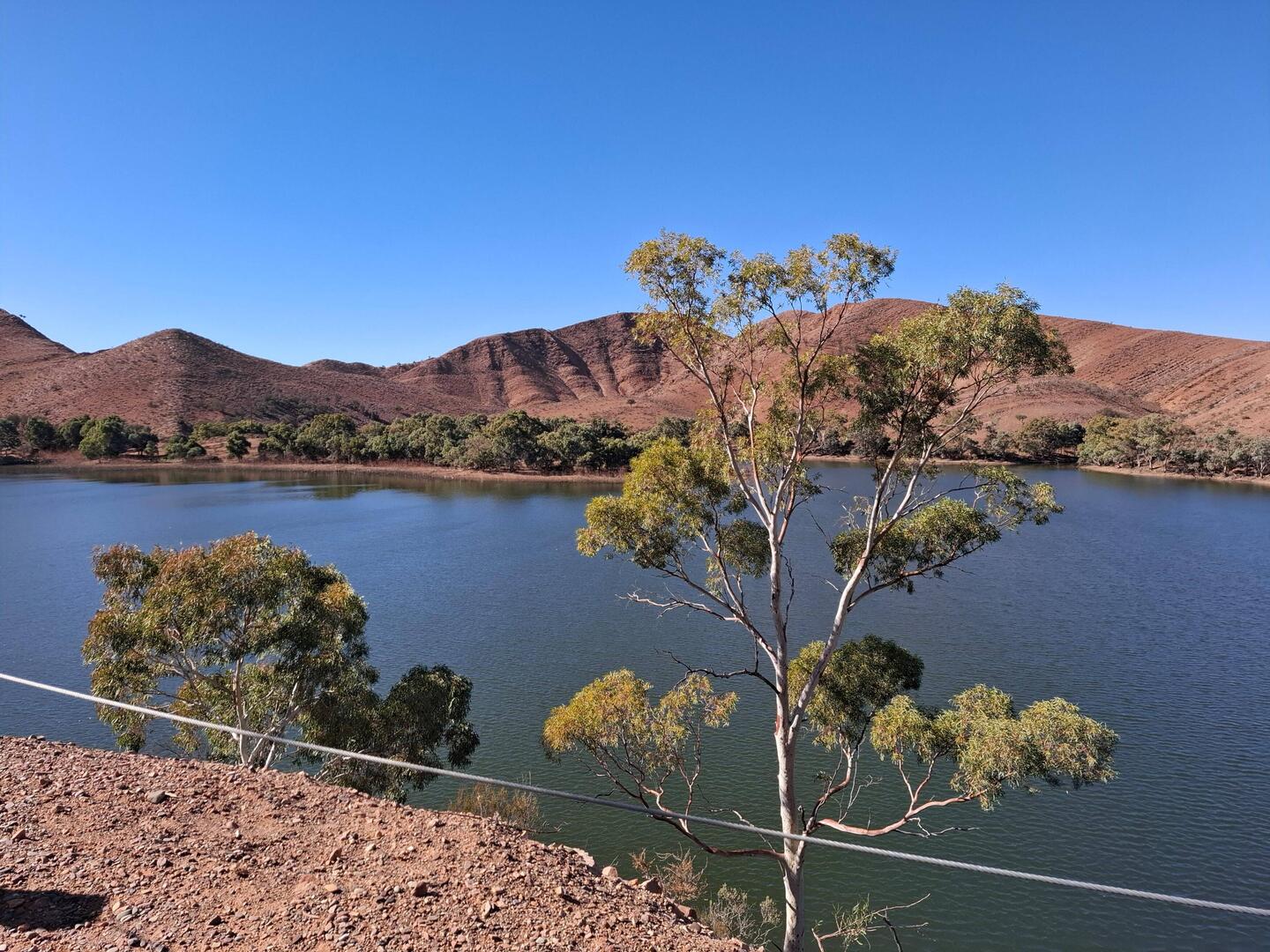 Aroona Dam - built for mine & town of Leigh Creek, now a conservation area, and fishing spot.