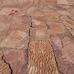 Old shearing shed floor lined with rock slabs- found to be preserved sand ripples